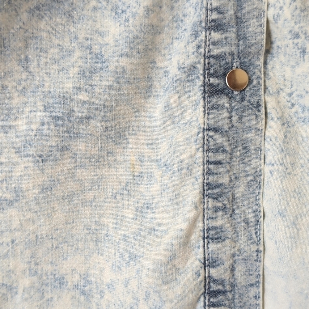 Andrew's Blues 90's Vintage Acid Wash Chambray Long Sleeve Button Down Shirt M - Picture 9 of 14